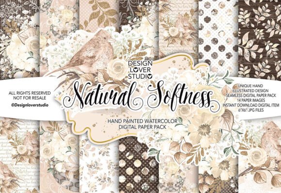 Download Watercolor NATURAL SOFTNESS Digital Pape - Softness Collection