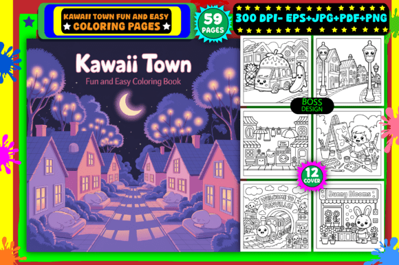 Download Kawaii Town Fun and Easy Coloring Pages - Fun Collection