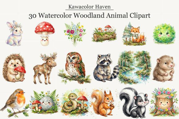 Download Watercolor Woodland Animal Clipart - Woodland animal clipart Collection