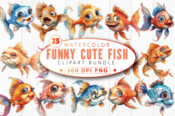 Download Funny Cute Fish Clipart Bundle - Fun Collection
