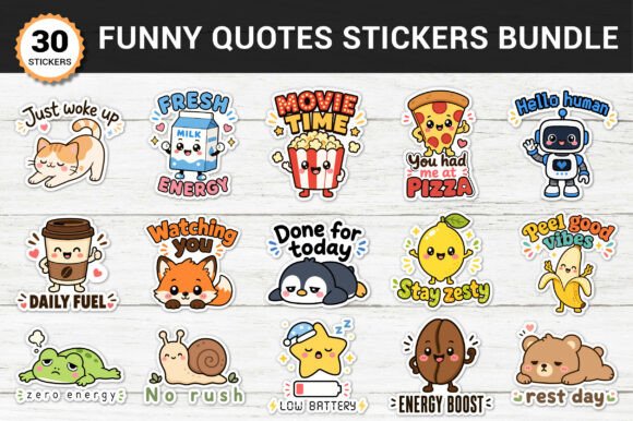 Download Funny Quotes Stickers Bundle - Fun Collection
