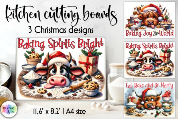Download Funny Cow Christmas Cutting Board Print - Fun Collection