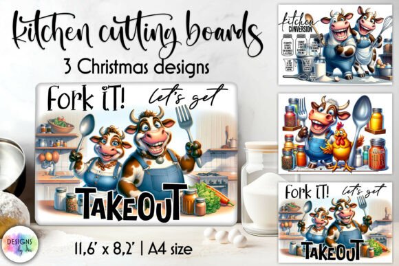 Download Funny Cow Christmas Cutting Board Print - Fun Collection