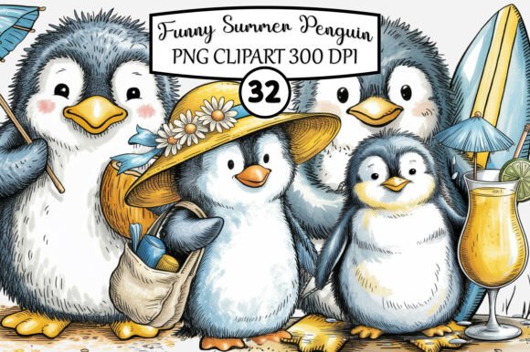 Download Funny Summer Penguin Clipart - Fun Collection