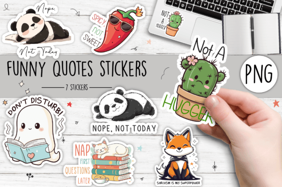 Download Funny Quotes Stickers Set SVG - Fun Collection