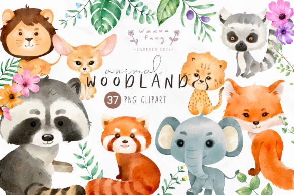 Download Watercolor Woodland Animal Clipart, PNG - Woodland animal clipart Collection