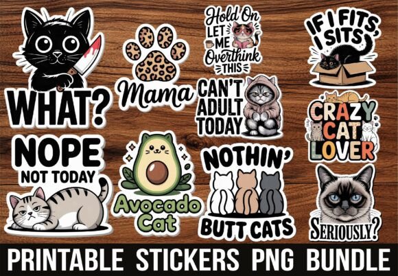 Download Funny Sassy Black Cat Kawaii Stickers - Fun Collection