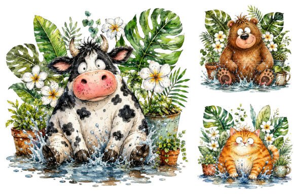 Download Funny Splashing Animal Clipart Bundle - Fun Collection