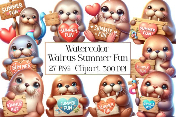 Download Watercolor Walrus Summer Fun Clipart - Fun Collection